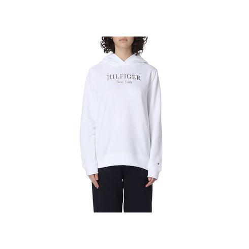 Felpa Donna con logo ricamato sul petto Bianca TOMMY HILFIGER- Francavilla Moda